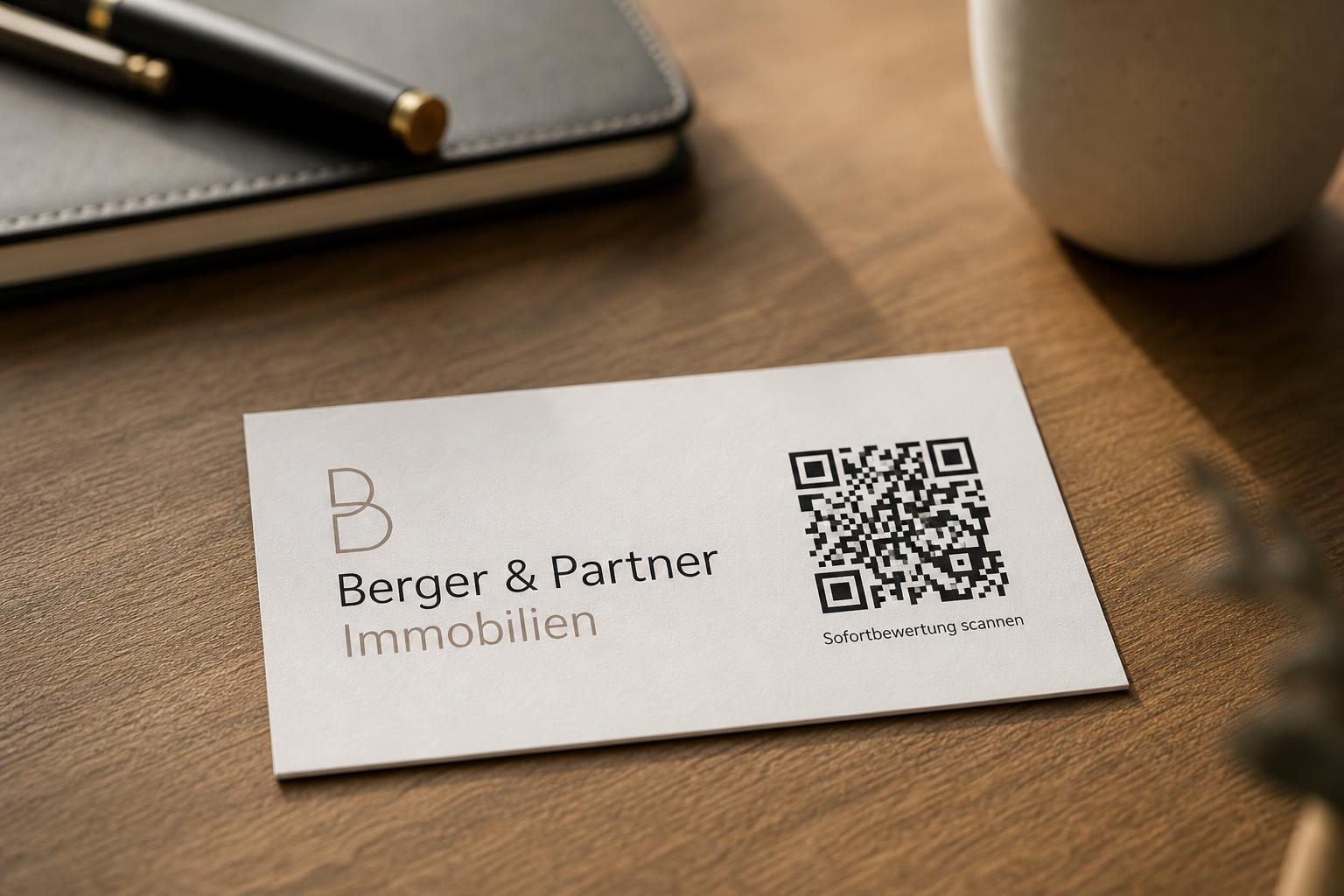 Visitenkarte mit QR-Code — Beispiel-Mockup für Makler-Lead-Generierung