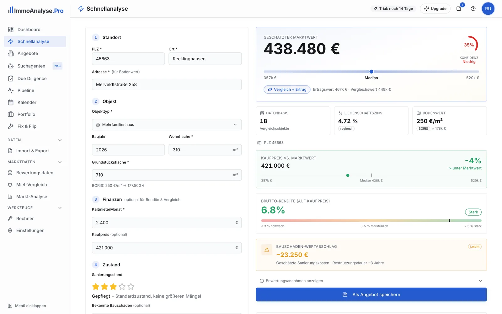 Screenshot: Schnellanalyse